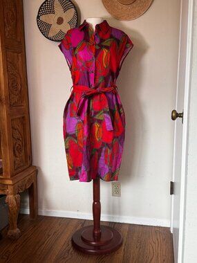 Lesley Evers Linen Shirt Dress, Mid Century Vibe